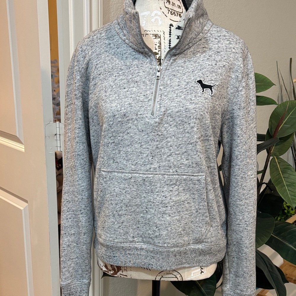 Victoria's Secret Heather Gray Quarter-Zip Sweater